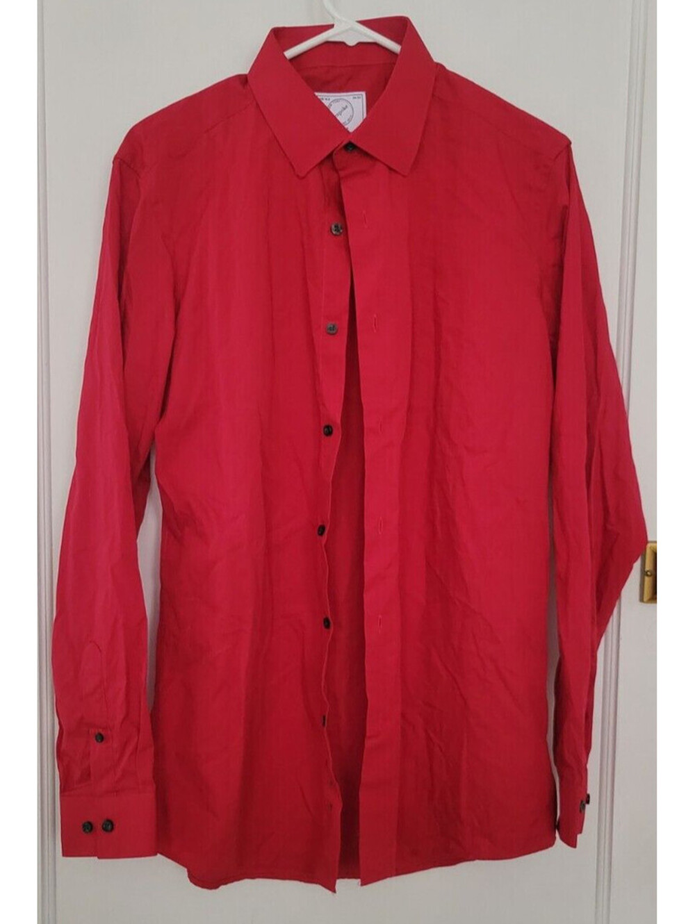 Bespoke Men Medium Red Long Sleeve Dress Shirt 34/35 NWOT